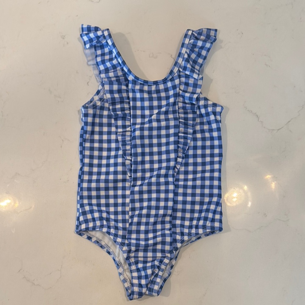 GAP Kids Blue Checkered One Piece Swimsuit